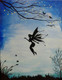 Blue Fairy (ART_3888_25641) - Handpainted Art Painting - 12in X 16in