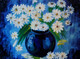 Spring Daisies in a Vase (ART_2431_28588) - Handpainted Art Painting - 16in X 14in (Framed)