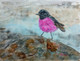 Pink Robin birdi (ART_3554_28848) - Handpainted Art Painting - 12in X 9in