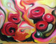 Red Flowers by Nicole Denarie (ART_4916_29458) - Handpainted Art Painting - 32in X 24in