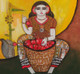 Apple seller (ART_5103_29805) - Handpainted Art Painting - 26in X 26in