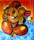 Lord Ganesha Shubh Labh  (ART_2684_28799) - Handpainted Art Painting - 15in X 17in