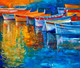 Boats At Shore Knife Artwork (PRT_806) - Canvas Art Print - 18in X 15in