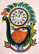 Peacock clock (ART_5219_30593) - Handpainted Art Painting - 15in X 22in