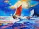 Boat Passing Through Waves (PRT_891) - Canvas Art Print - 25in X 19in