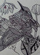 B&W KINGFISHER (INK ON ART PAPER) (ART_5529_31895) - Handpainted Art Painting - 11in X 15in