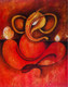 Ganesha Abstract Canvas Painting  (ART_5557_32152) - Handpainted Art Painting - 23in X 25in