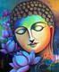 Buddha With Lotus (ART_3298_32683) - Handpainted Art Painting - 30in X 36in