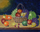 Basket of fruits (ART_3633_32719) - Handpainted Art Painting - 20in X 16in