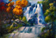 Waterfalls-3 (ART_662_18561) - Handpainted Art Painting - 20in X 13in