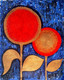 Red- copper sunflowers gesso work (ART_5700_32804) - Handpainted Art Painting - 36in X 48in