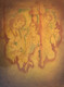 AJANTA LADIES GOSSIP (ART_5750_33173) - Handpainted Art Painting - 32in X 39in (Framed)