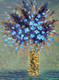 Blue Flowers In Yellow Vase (PRT_998) - Canvas Art Print - 21in X 29in
