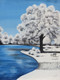 Lakeside in Snow (ART_5859_34117) - Handpainted Art Painting - 19in X 25in