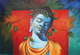Lord Buddha With Leaves-1 (ART_3319_31767) - Handpainted Art Painting - 36in X 24in