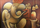 Ganesha With Shivling Painting (ART_3319_31287) - Handpainted Art Painting - 36in X 24in