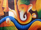 Bell Ganesha (ART_3319_31286) - Handpainted Art Painting - 36in X 24in