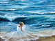 Wavy Woman On Beach (PRT_1036) - Canvas Art Print - 21in X 16in