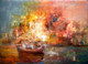 Boats On The Island Harbor 1 (PRT_1090) - Canvas Art Print - 29in X 21in