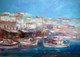 Boats On The Island Harbor 2 (PRT_1091) - Canvas Art Print - 30in X 21in