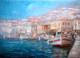 Boats On The Island Harbor 11 (PRT_1100) - Canvas Art Print - 29in X 21in
