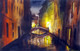 Night Venice Canals _ Watercolor on paper  (ART_1232_35283) - Handpainted Art Painting - 20in X 13in