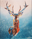 Geometric Stag Painting (ART_6102_35294) - Handpainted Art Painting - 24in X 30in