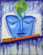 Kanha in meditation (ART_6037_34953) - Handpainted Art Painting - 13in X 16in