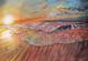 Ocean waves and golden sunrise (ART_6189_35896) - Handpainted Art Painting - 25in X 17in