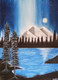 Scenery Night View (ART_4430_36343) - Handpainted Art Painting - 12in X 16in (Framed)
