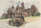 Vintage car and a palace (ART_6267_36219) - Handpainted Art Painting - 16in X 11in