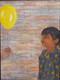 Girl with Balloon (ART_6438_37545) - Handpainted Art Painting - 12in X 16in