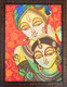 The Eternal Love- Radha and Krishna (ART_6656_38298) - Handpainted Art Painting - 13in X 19in (Framed)