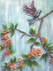 EMBOSED FLOWERS & BIRD (ART_4966_29118) - Handpainted Art Painting - 14in X 20in (Framed)