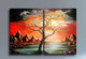 tree,mountains,clouds,river,tree in the mountains,hills,tree sorrounded by hills,tree with clouds,sun,sunset,multipiece tree,multipiece painting