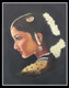 Lady face on black hardboard painted with oil paint (ART_6462_37127) - Handpainted Art Painting - 8in X 10in (Framed)