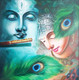 Radha Krishna Natural (ART_6065_35042) - Handpainted Art Painting - 29in X 29in (Framed)