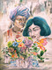 The Flower Buyer (ART_6040_40284) - Handpainted Art Painting - 22in X 30in