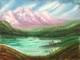 Pink Mountain  (ART_7059_41945) - Handpainted Art Painting - 16in X 12in (Framed)