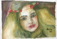 A girl in meadows (ART_674_42827) - Handpainted Art Painting - 12in X 8in
