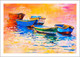 Landscape | Modern Impressionism Boats | Eco-Friendly & Odorless Canvas Print (PRT_7026_41865) - Canvas Art Print - 55in X 37in