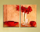 abstract, flower, red flower, flower vase, plate, dinner, multipiece, glass, wine glass, red