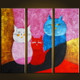 family, cat, kitten, cats, family of cats, multipiece cat painting