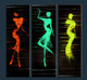 lady, women, girl, figure, figurative, fluorescent, red, green