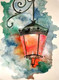Hanging lamp  (ART_7170_43120) - Handpainted Art Painting - 11in X 16in