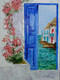 Santorini (ART_3013_43316) - Handpainted Art Painting - 18in X 24in
