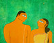 Portrait Series: The Couple (ART_1998_44375) - Handpainted Art Painting - 25in X 20in