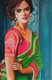 Beauty of Girl in Saree (ART_7250_45470) - Handpainted Art Painting - 24in X 36in