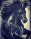 Unstoppable -the black equine  (ART_7257_45717) - Handpainted Art Painting - 16in X 20in