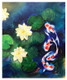 Koi in Waterlily Pond (ART_7177_45924) - Handpainted Art Painting - 20in X 24in